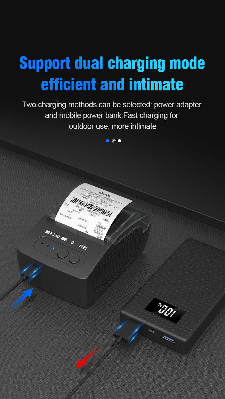 Terminal Android Bluetooth Thermal Printer 58mm Zjiang 5811dd