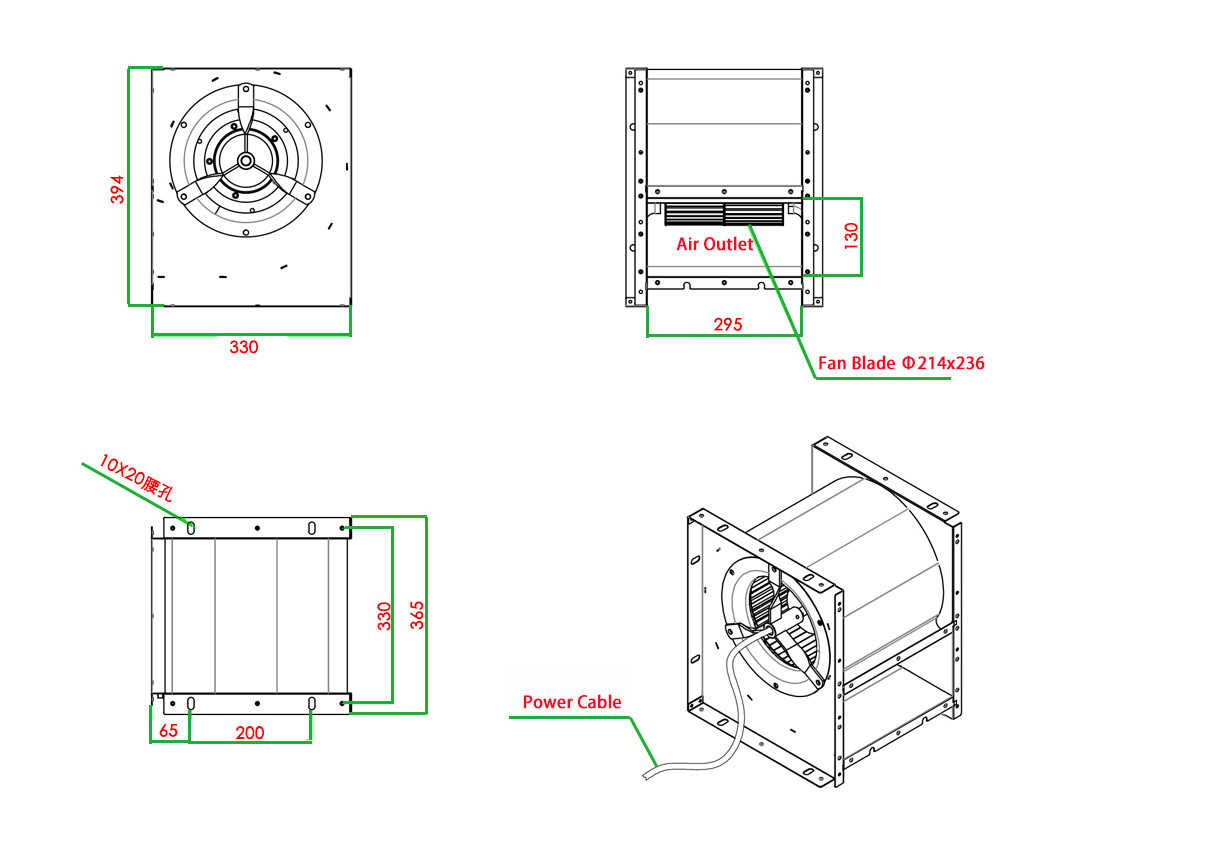 IP54 Industrial Radial Blade Double Inlet Centrifugal Fans Ventilation High Speed OBM