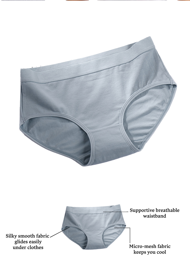 Bacterialproof Women'S Cotton Underwear Panties Mid Rise For Period