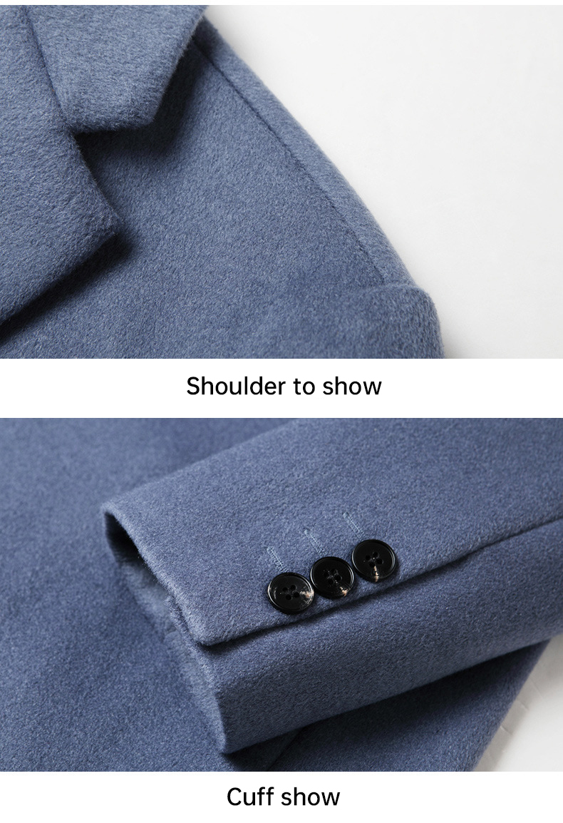 Wool Jacket Coat Australasian Wool Single Breasted Long-Sleeve Plush Peacoat for Men