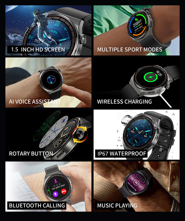 1.5inch 240x240 Body Temperature Waterproof Smart Watch 64MB
