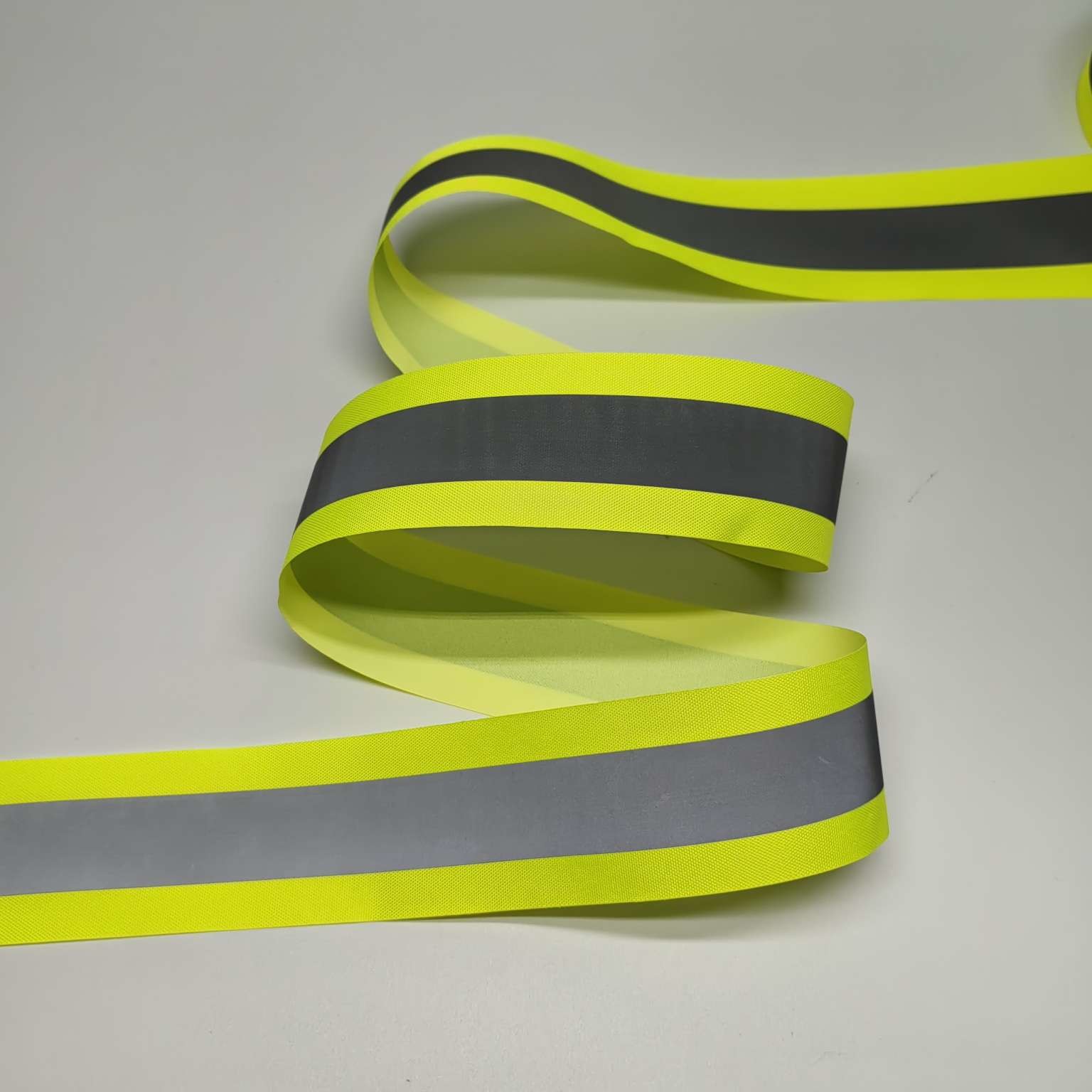 Highlight Yellow Reflective Webbing For Clothes Bags Sportswear Outwear Workwear