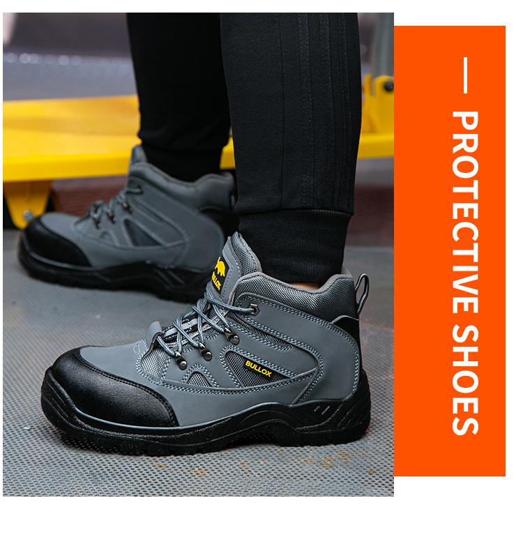 Security Work Boots Oxford Cloth Safety Boots PU Injection Sole Steel Plate Anti-proof Work Shoes For Men