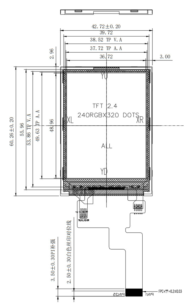 IPS QVGA TFT LCD Display 240x320 With Resistive Touch 2.4" Inch