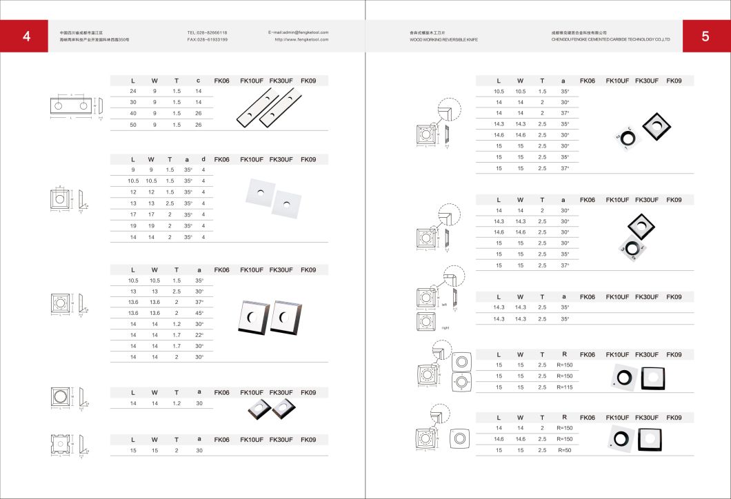 Hard Wood Carbide Indexable Knives for Woodworking