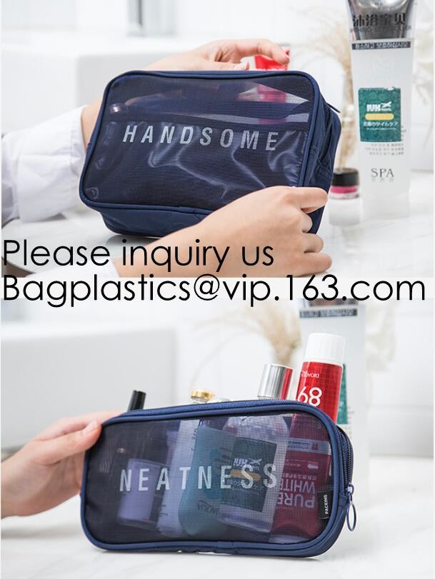 New Fashion Travel Makeup Brush Mesh Cosmetic Bag,Portable Canvas Travel Organizer Cosmetic Bag Toiletry Makeup Wash Bag