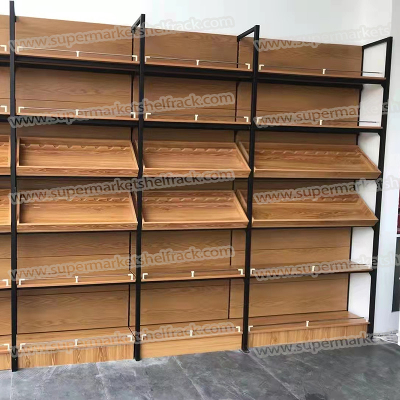 Supermarket Wooden Grocery Shelf Rack Snack Shelf 80KG 900mm 1.95M