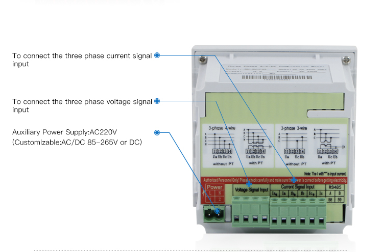 Hot sell digital three phase ampere voltage frequency with rs-485 modbus ammeter voltmeter
