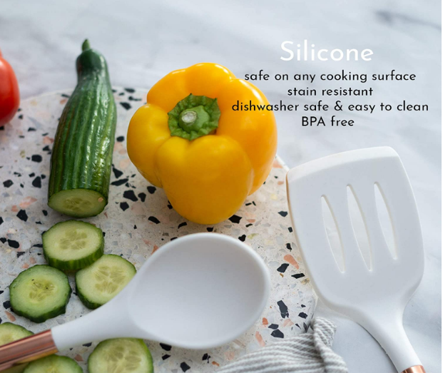 White Silicone kitchen utensil sets Utensils for Modern Cooking