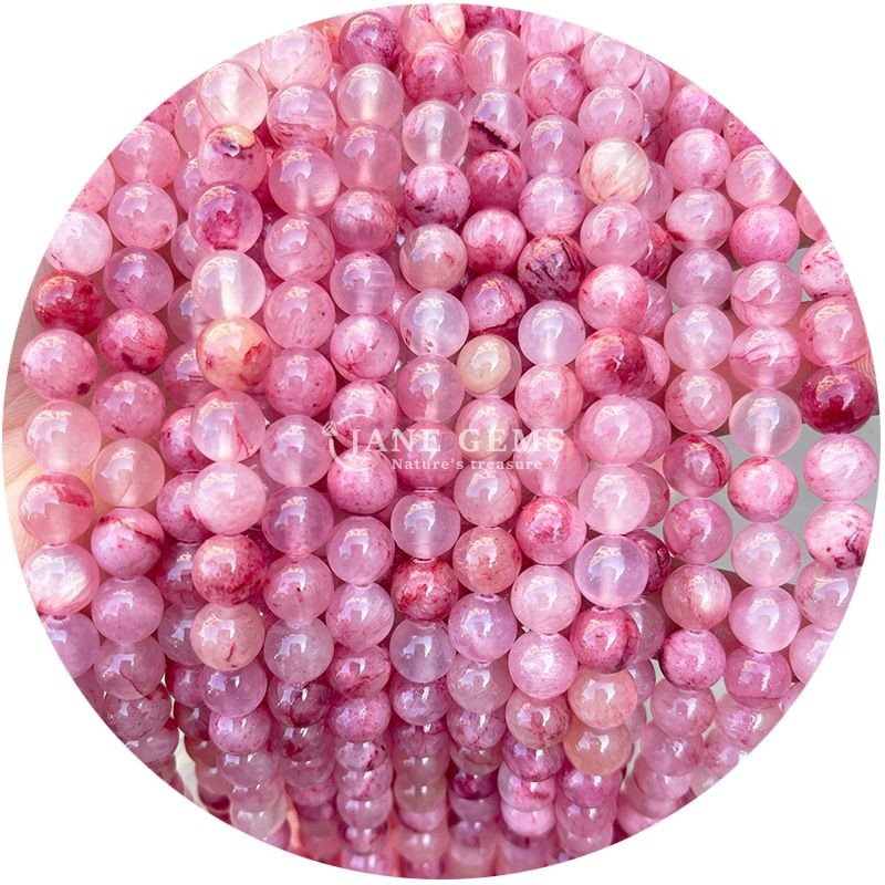 Wholesale Natural Crystal Gemstone Round Chalcedony Beads Jade Round Loose Bead Accessories for DIY Bracelet Necklace