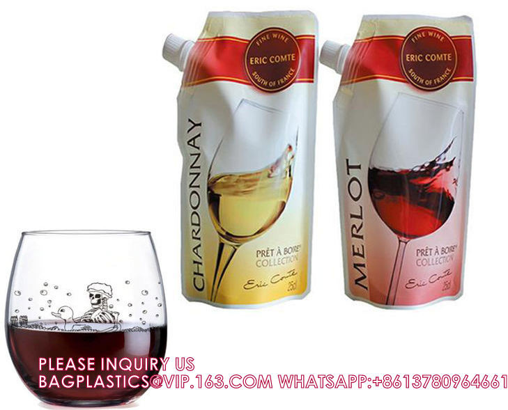 Foil Bag Red Wine Valve Doypack Spouted Bags Custom Biodegradable Kraft Paper Pouch For Food Spout Bag