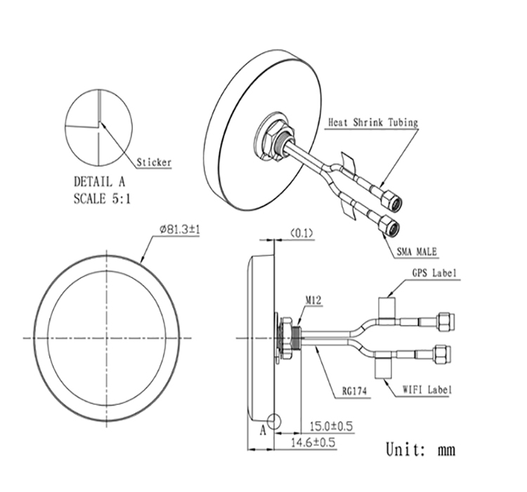Extension Cable Gps Antenna For Car Stereos 2500MHz Gps Tracking Antenna