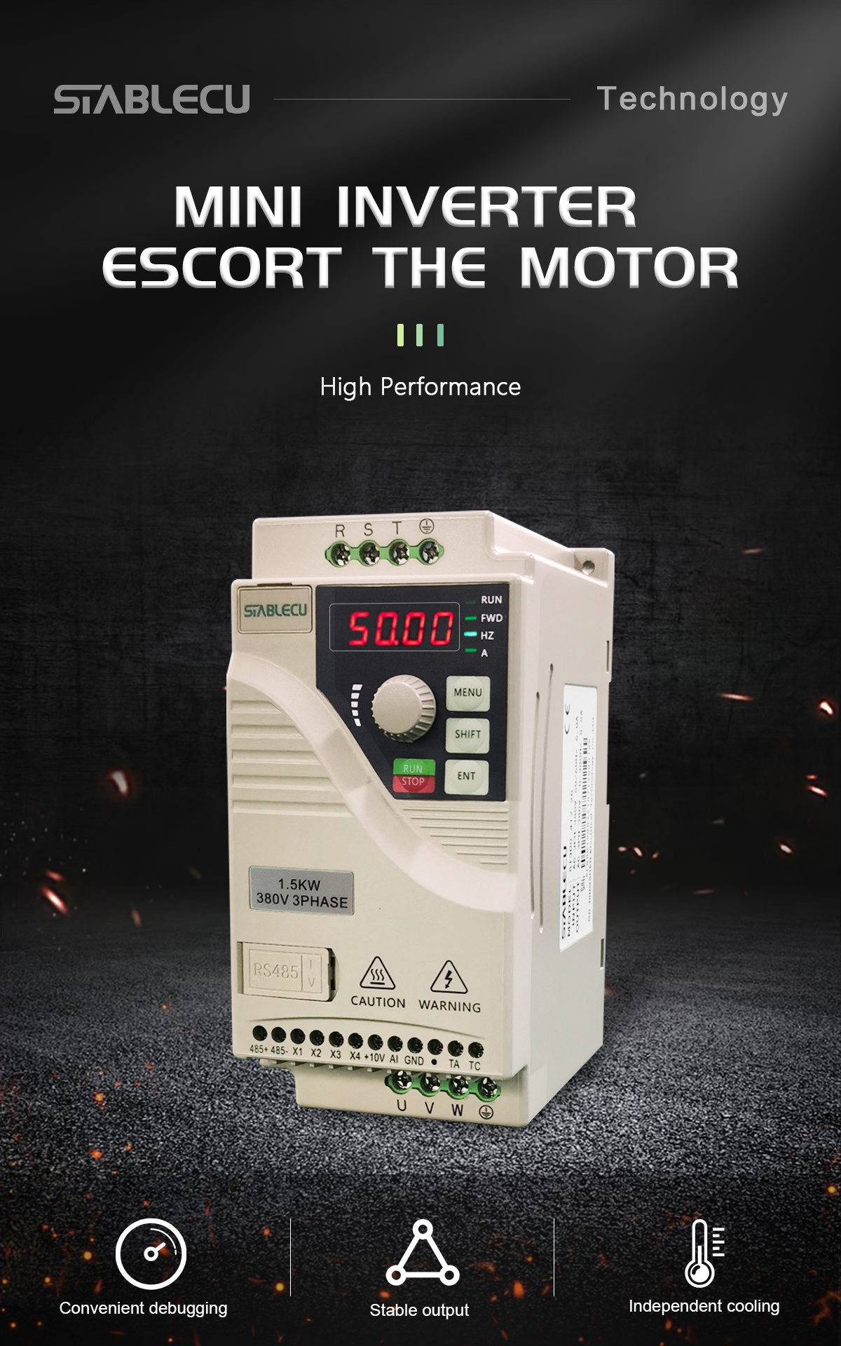 Single / Three Phase Motor Inverter VSD 0.75KW 1.5KW
