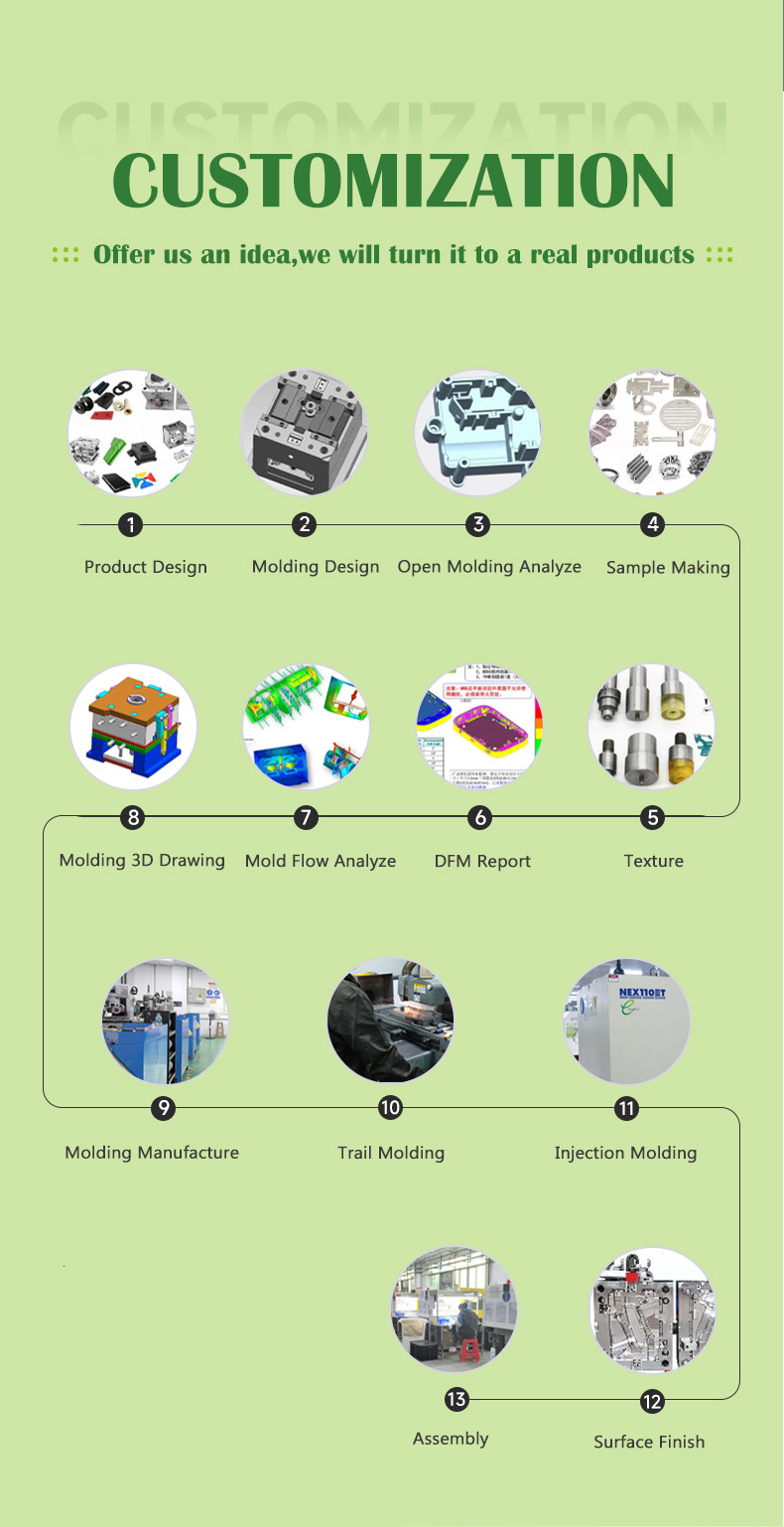 Customized Texturing Moldings Toolings Design With 3D Drawing Change Moldflow Anaylsis Support Injection Molding