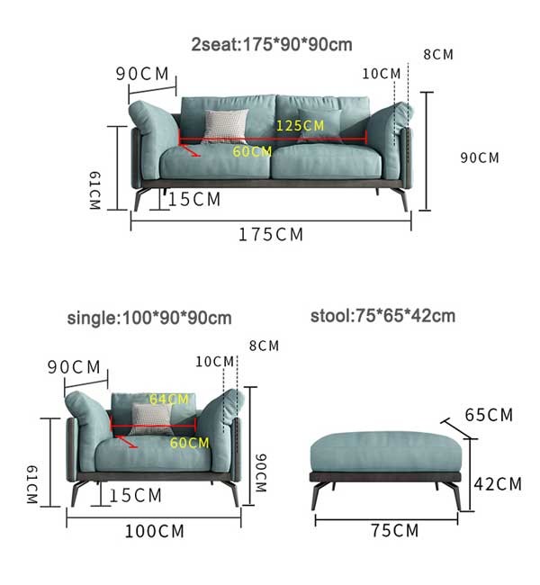 European Style Living Room Furniture Green Sectional Lounge Couch Sofas