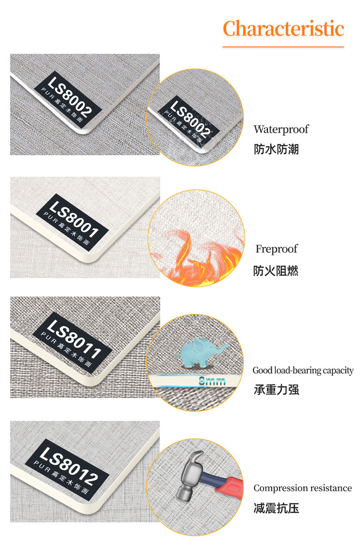 1220*2440*5mm Waterproof Fabric Finish Bamboo Charcoal Wall Board Panels
