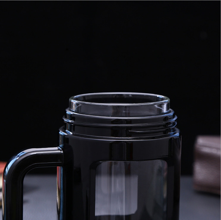 Customized Modern 16oz 450ml Glass Insulated Water Bottle Tea Infuser Glass Water Bottle With Protective Sleeve Case Handle Wide Mouth Large Capacity