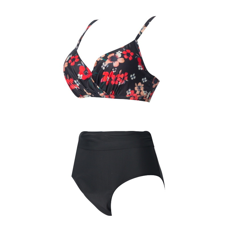 Tiered Layer Tie a Knot Front Top With Low waist Bikini swimsuit high cut