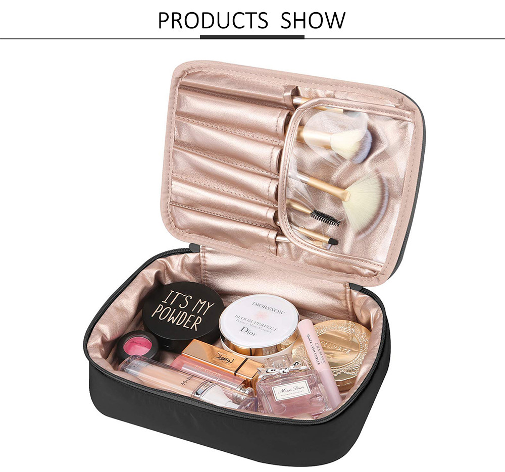 Double Zipper Polyester Cosmetic Toiletry Bag For Travel