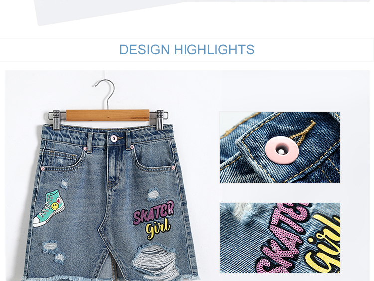 Casual Mini A Line Teen Girls Denim Skirts / Children's Jean Skirts Customized