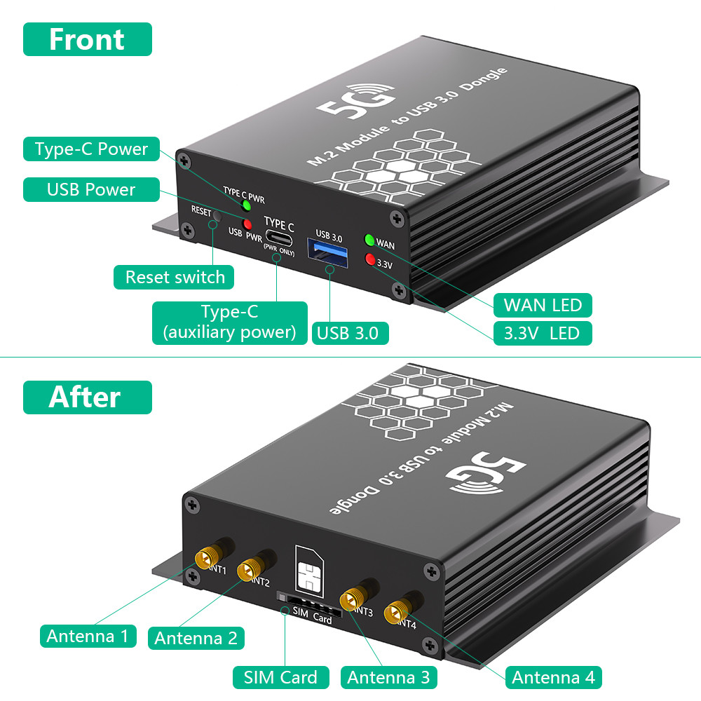 Dual SIM Card Slot NGFF M.2 to USB 3.0 Adapter for 3G 4G 5G Module Fast and Connection