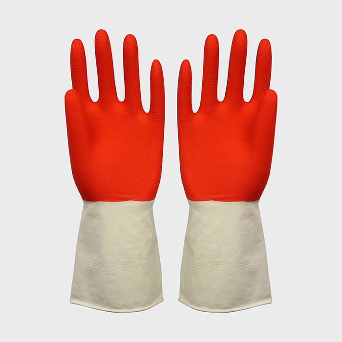 Oil Resistant Kitchen Rubber Gloves Customized Color For Household Cleaning