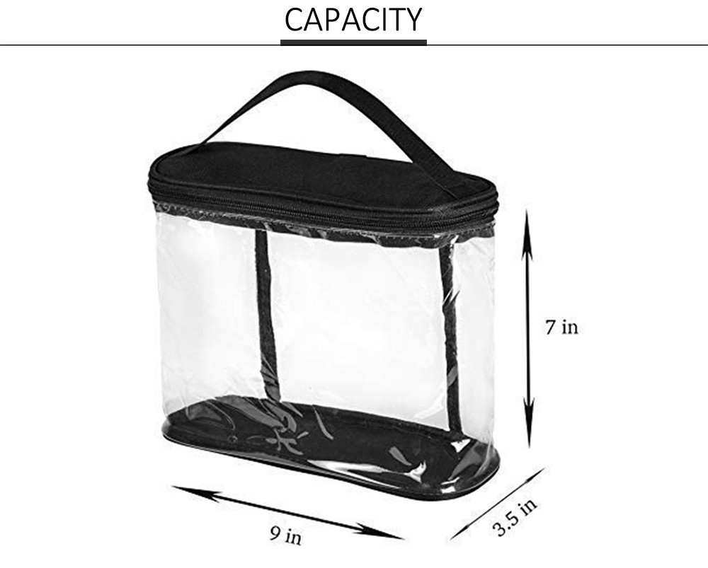 Large Double Zippers Clear Cosmetic Organizer Pouch for Carrying Makeup
