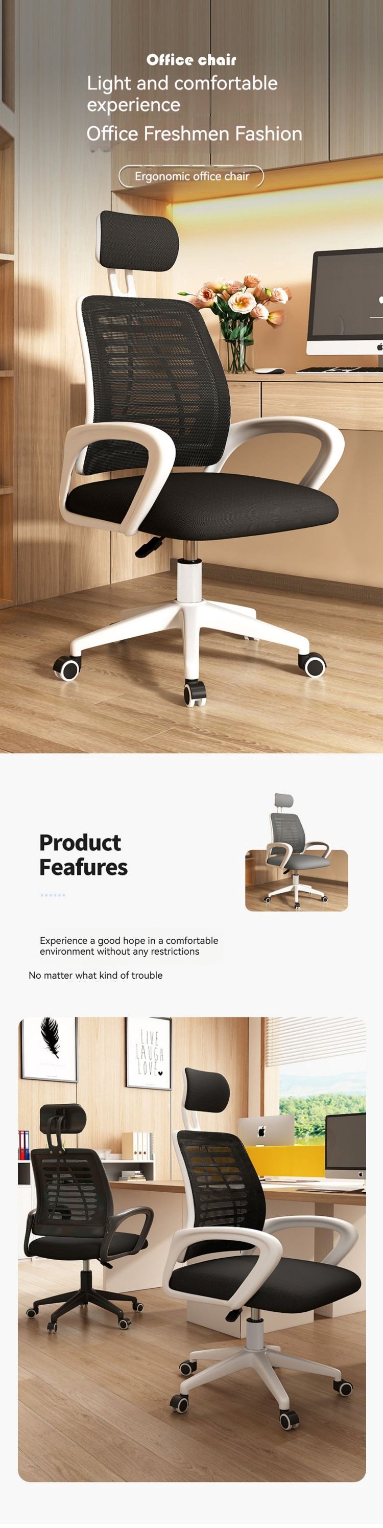 Height Adjustable and Swivel Office Furniture Fixed Armrest Conference Chair for PC