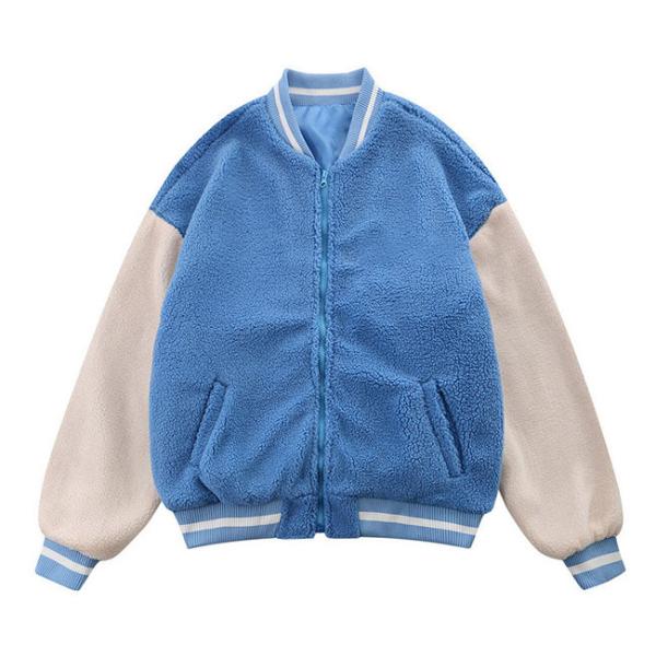 American Retro Baseball Varsity Jackets Lamb Wool Earth Embroidered Baseball