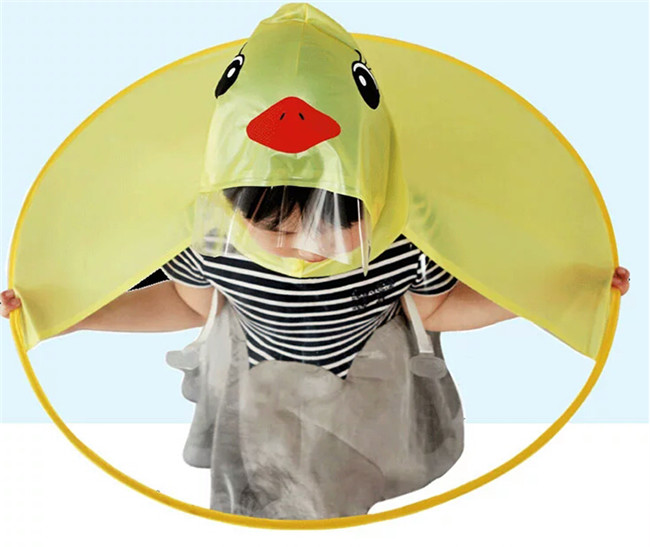 PVC Childrens Waterproof Raincoats Little Yellow Duck Elastic Wear Resistant