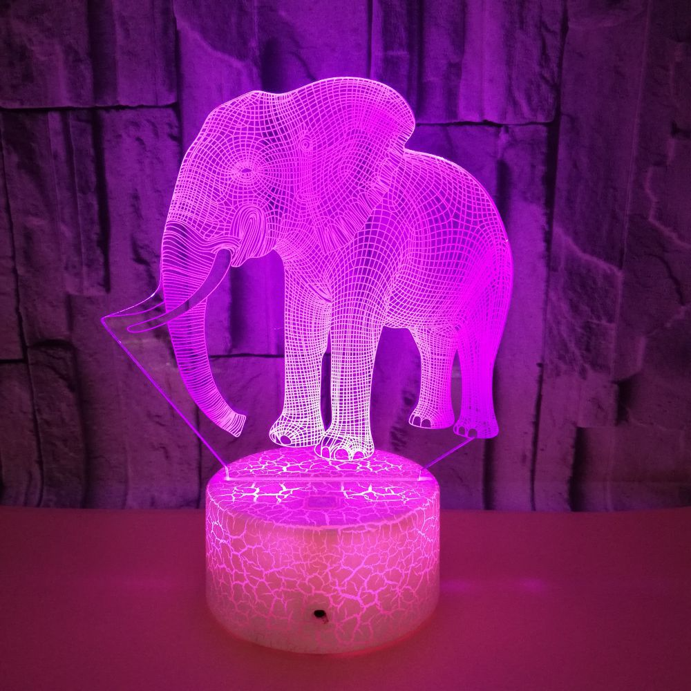 New elephant 3D night light Colorful touch LED visual light Gift atmosphere 3D small table lamp