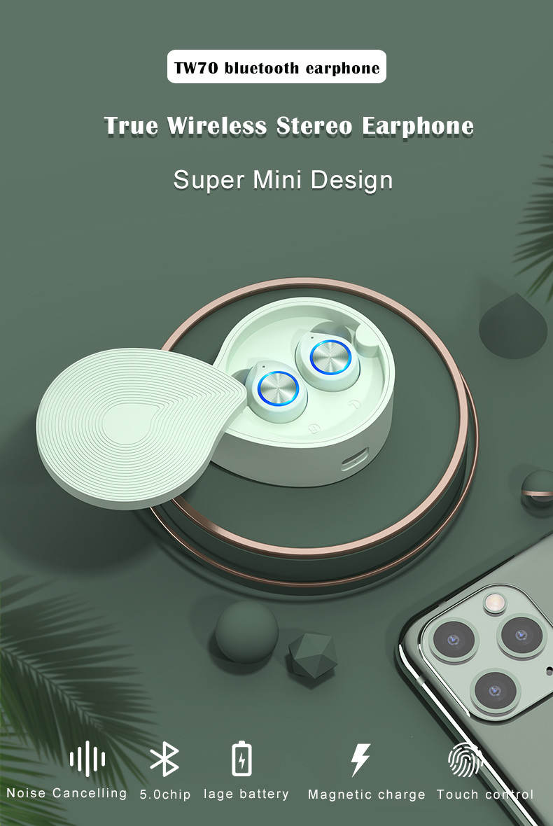 Magnetic Charging 40mAh Wireless Noise Cancelling Earphones