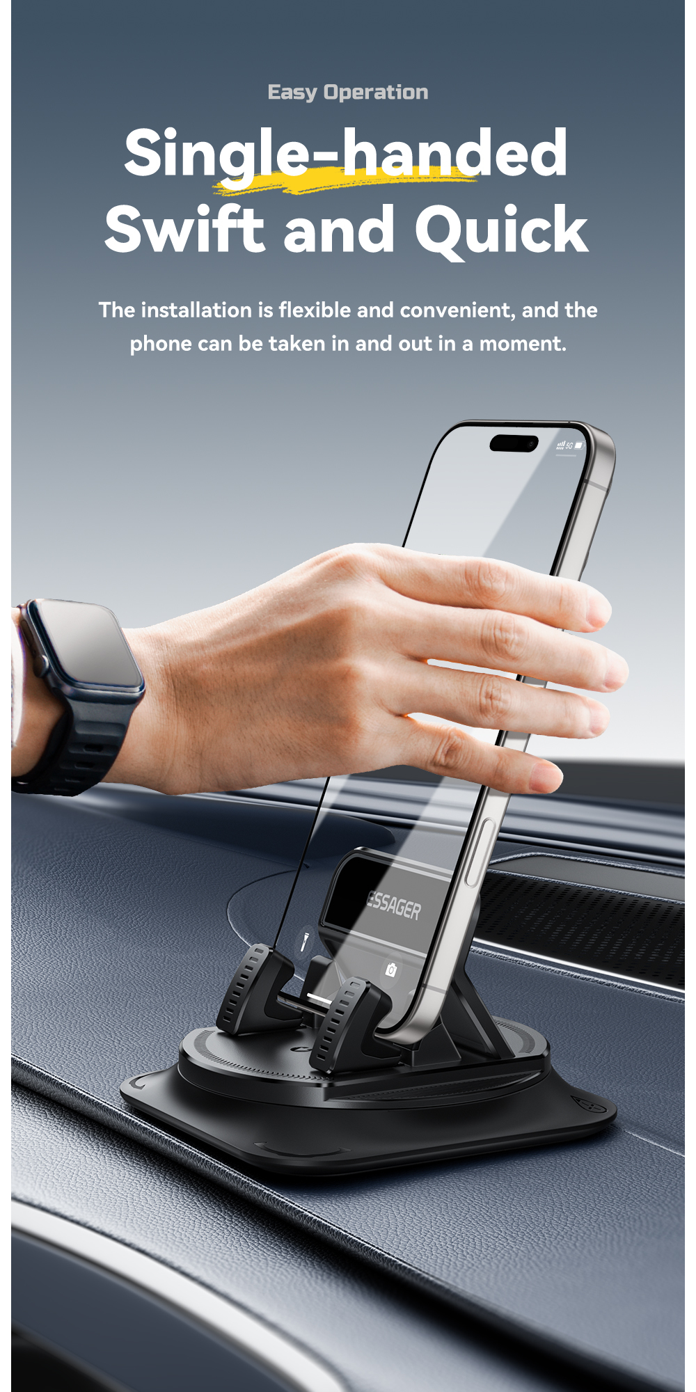 ESSAGER ES-ZJ39 Universal 360 Rotation Car Holder Mobile Phone Stand For Center Console
