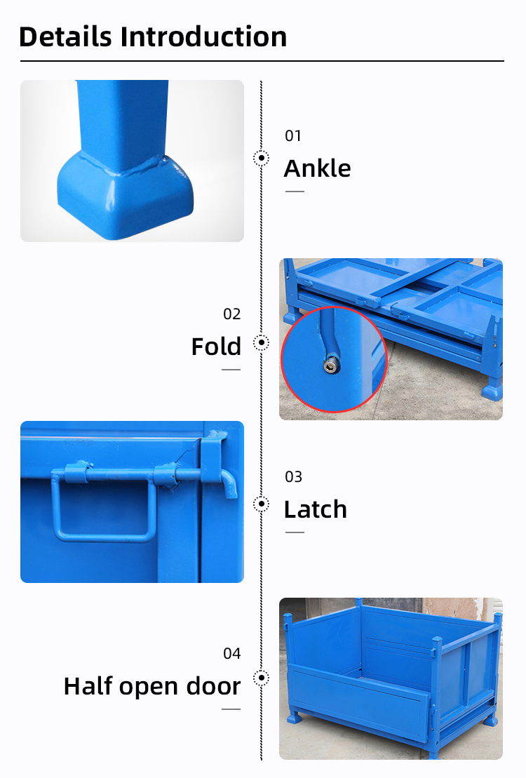 Heavy Duty Warehouse Steel Storage Cage Foldable And Stackable Customized Color