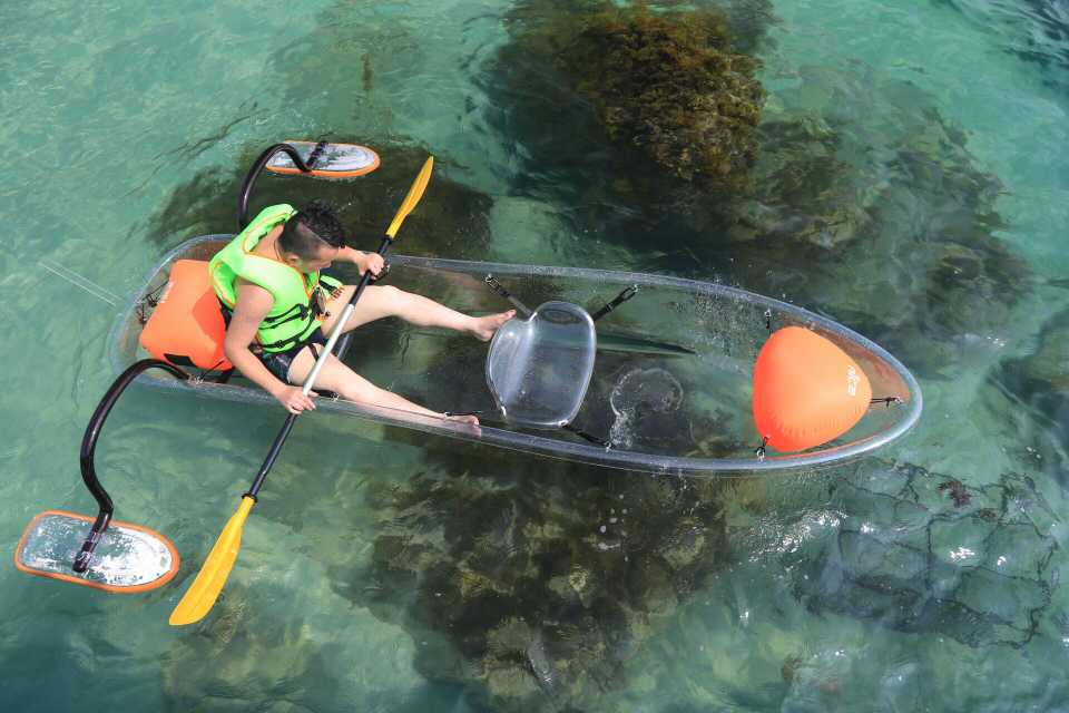 2 person No inflatable PC transparent fishing kayak clear PC boat with low price factory in China