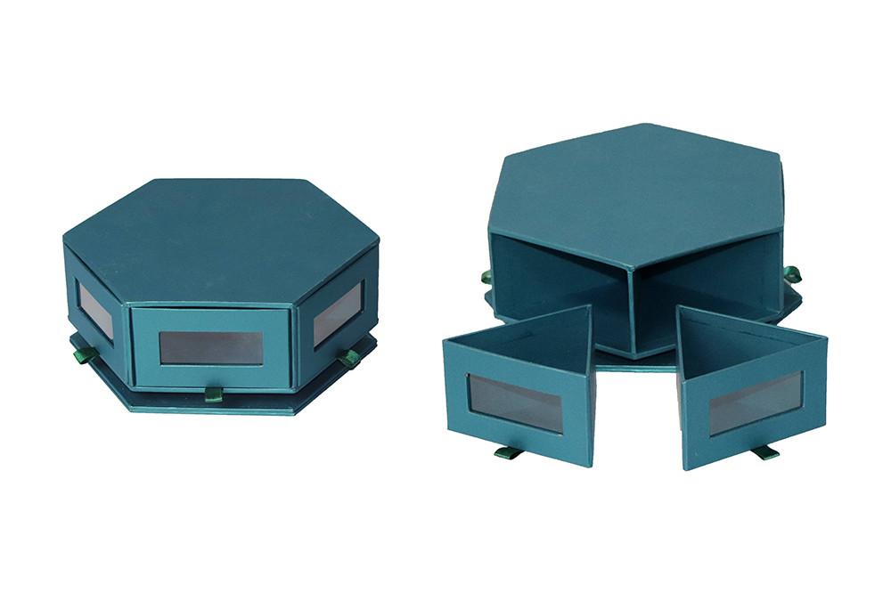 20*17.5*7.7cm Hexagon Chocolate Box , Rotating Gift Box Drawer Style For Confectionery