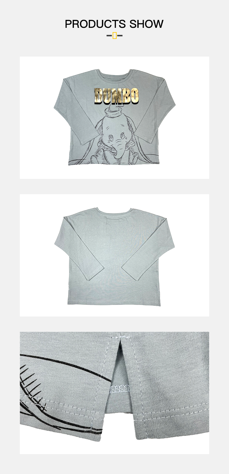 Full Sleeve Children T-shirt Sustainable Cotton Kids Pullover for 3-10 Year Old Girls