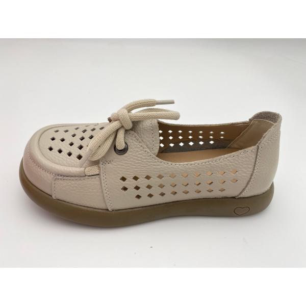 Breathable hollow lace-up comfortable women's shoes with soft soles white