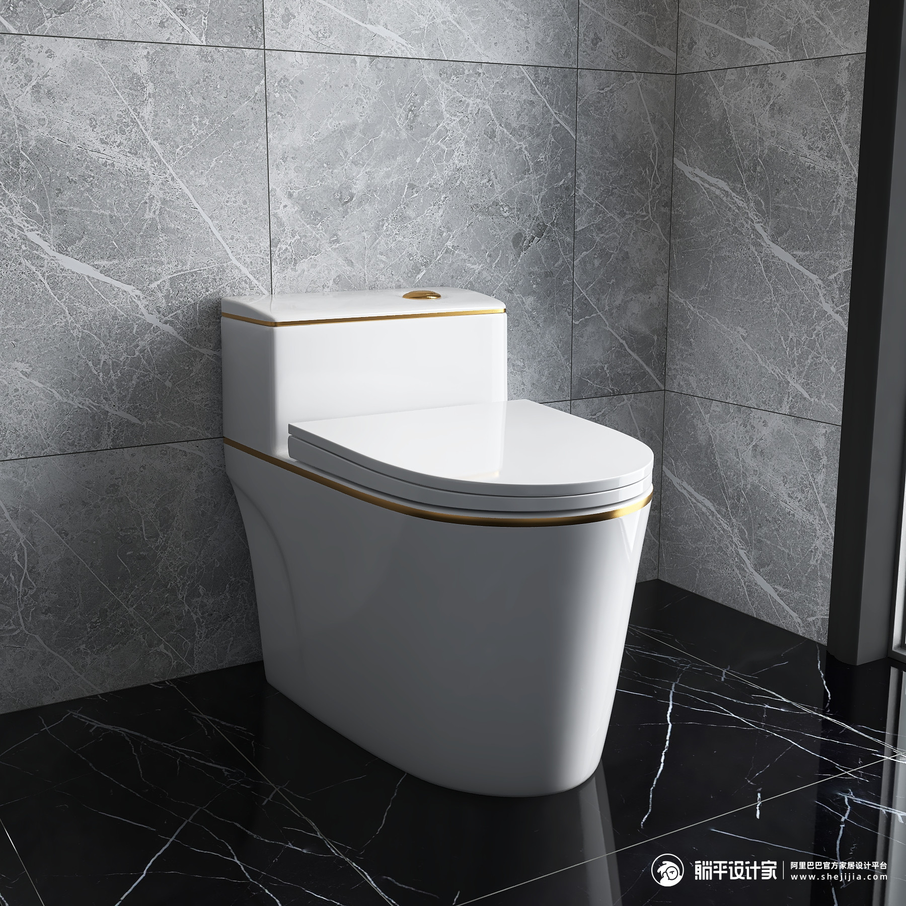 White Gold Siphon Flushing Modern Toilet Bowl Ceramic One Piece