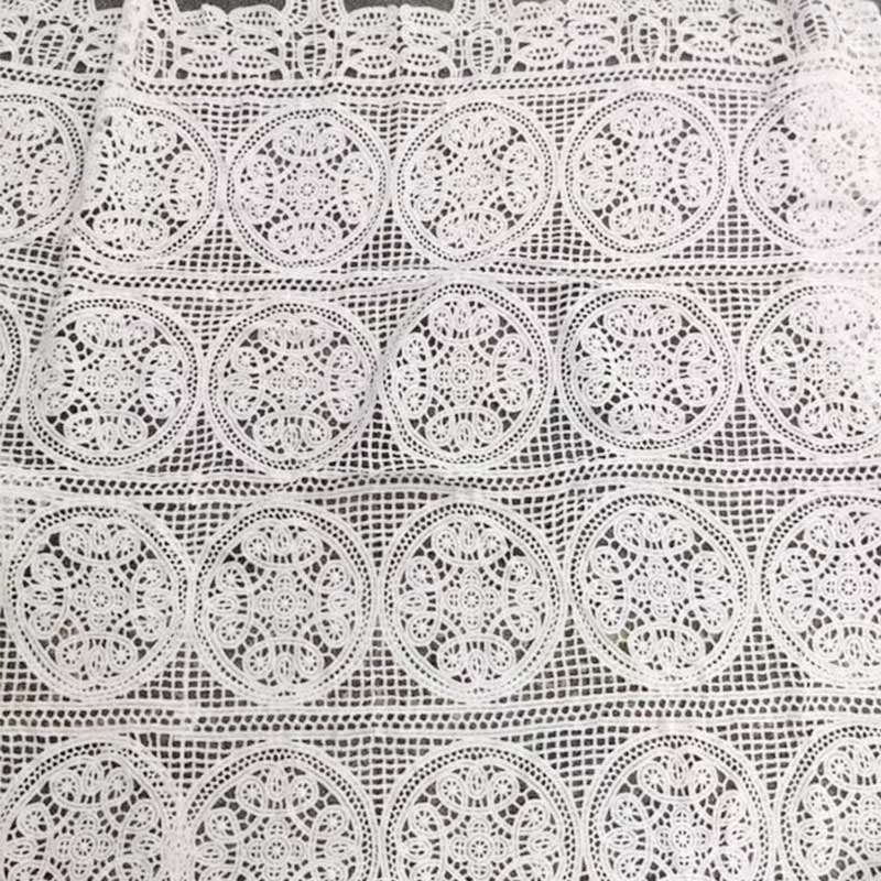 Three Dimensional 115cm Coloured Embroidery Fabric Net Yarn White Lace