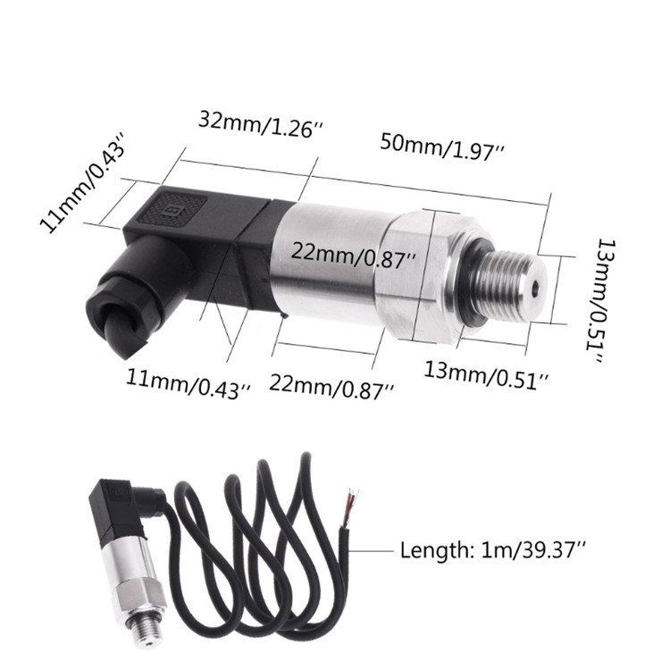 High Precision Pressure Transmitter Thread Stainless Steel Sender Sensor for Oil Fuel Air Water Tool