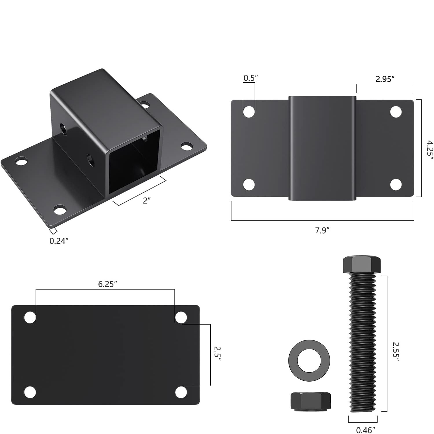 Towing Hitch Receiver 5/8 Inch Diameter Compatible 2 inch Receiver for Tractor Bucket