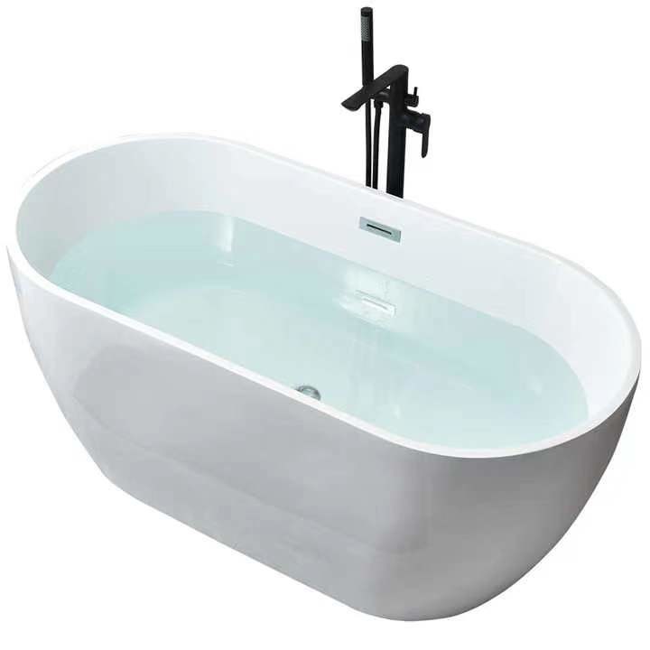 OEM Center Drain Oval Acrylic Freestanding Bathtub For Small Bathrooms