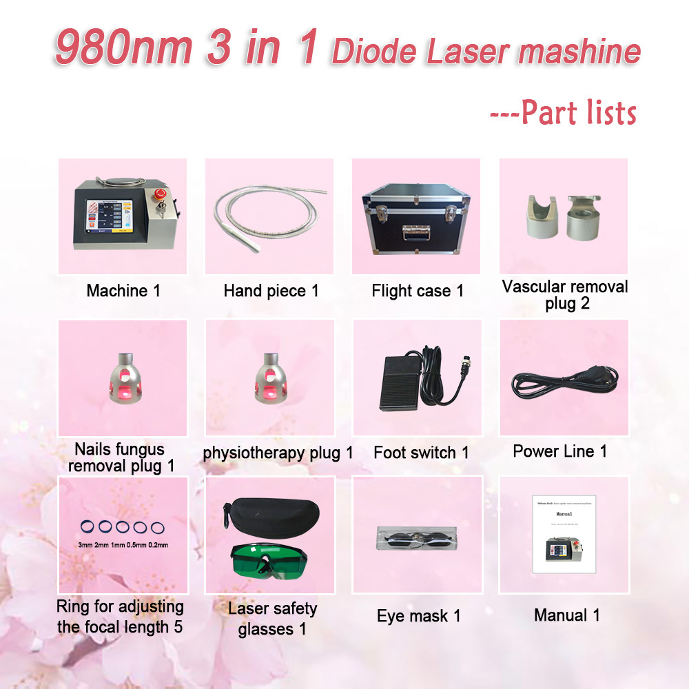 980nm beauty equipment vascular remover vascular cleaner spider veins removal