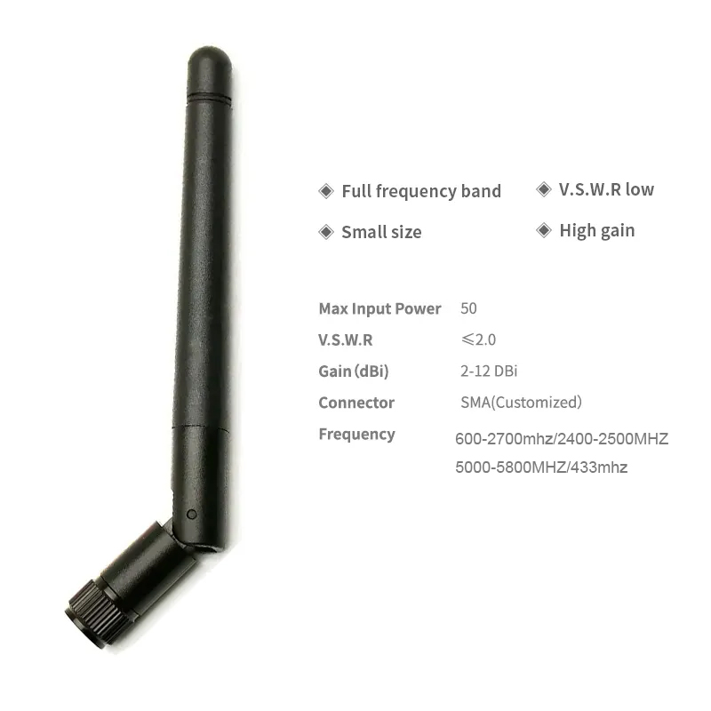 Indoor 600-6000MHz Dual Band Wireless USB 50 Ohm Duck WiFi Antenna with SMA Connector