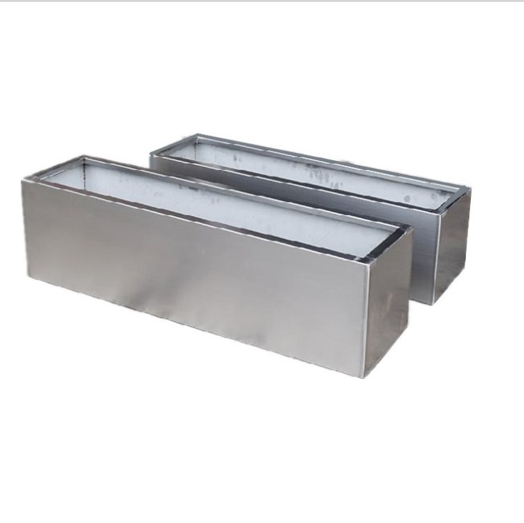 Big size outdoor stainless steel flower pot square cylinder planter