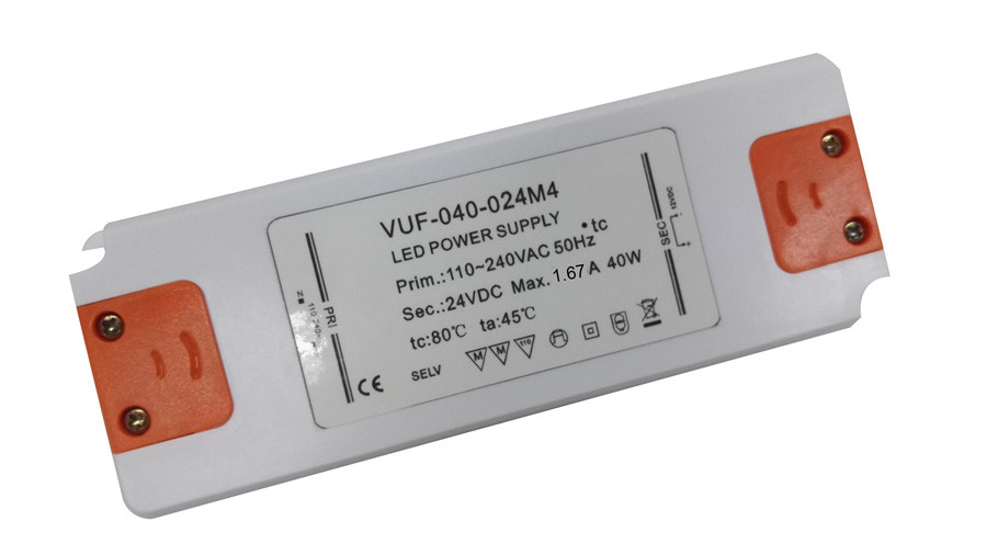 Indoor Lighting Ultra Thin LED Driver 40W 24V Anticorrosive Plastic