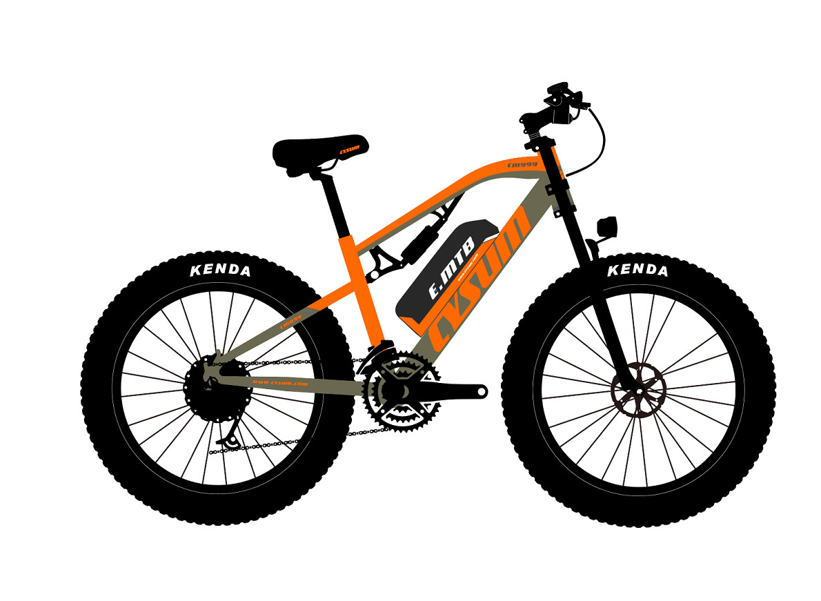 500w Fat Tire Electric Mountain Bike Full Suspension Hydraulic Disc Brake CYSUM M999