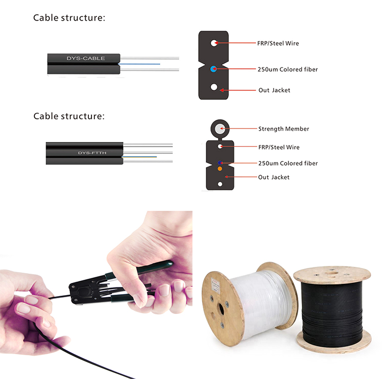 Jumper Outdoor FTTH Drop Cable , G657A Fiber Optical Patch Cord