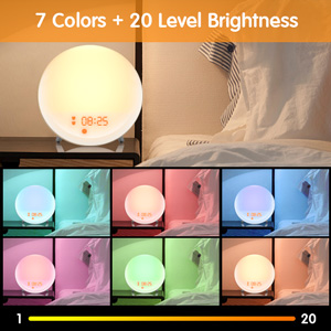 Snooze Colored 30 Levels Wake Up Alarm Clock Light Sunrise Simulation Sunset Fading